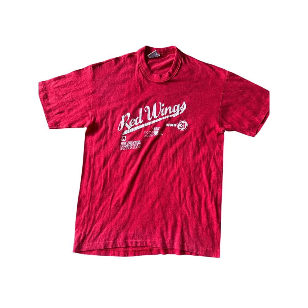 Vtg 80’s NHL Detroit Red Wings USA Made Single Stitch Signal Red L* Promo Tee